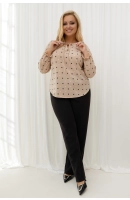 M27401 BLUZKA DONNA BEŻOWA W GROSZKI M27401 BLUZKA DONNA BEŻOWA W GROSZKI